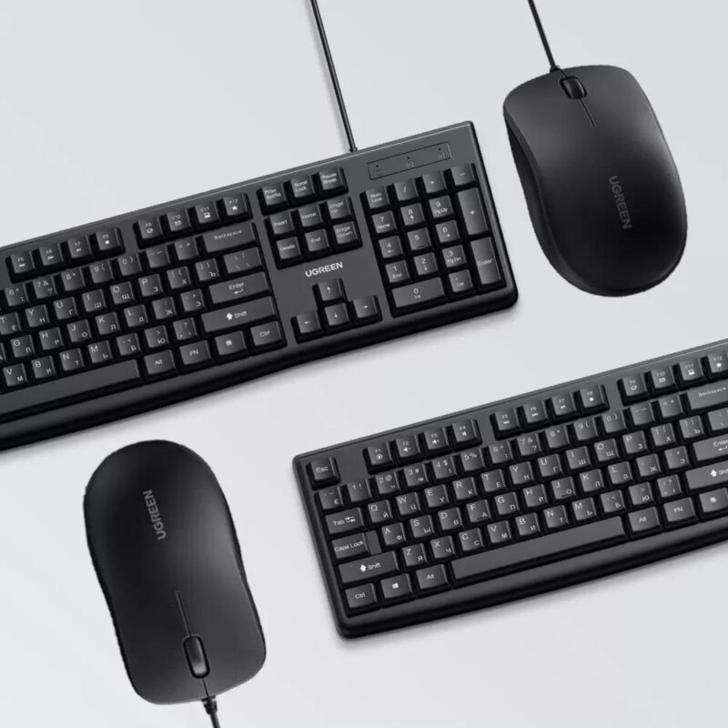 Mouse Seti Ugreen MK003 Ergonomik İngilizce Kablolu Q Klavye ve Mouse Seti ...